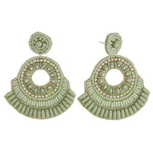 Green Bubble Beaded Statement Earrings